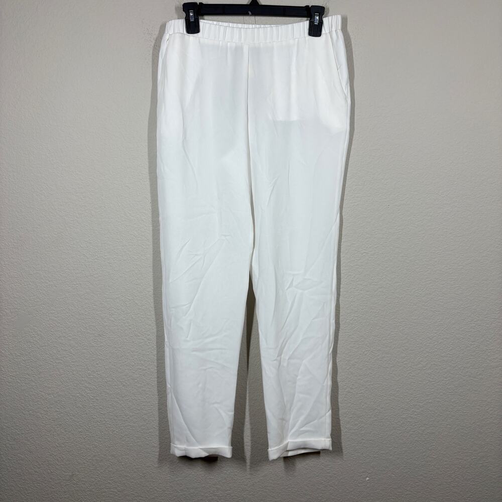Rosso35 Womens Size 42/6 US Viscose Pull On Pants White Elastic Waist